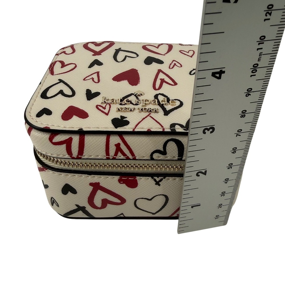 Kate Spade Staci Scribble Heart Travel Jewelry Holder Box Parchment Multi NEW - Picture 10 of 10